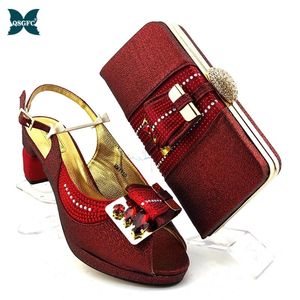 Высококачественная итальянская обувь с подходящими сумками обувь и сумка набор африканских наборов 2021 нигерийский дизайн в винном платье