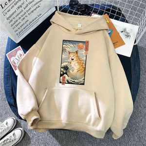 Wholesale huge hoodie resale online - Japanese Hoodie Huge Cat Pattern Printing New Male Hoodies Comfortable Punk Men Sweatshirts Vintage High Quality Mens Pullover X220214
