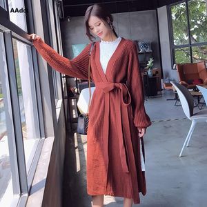 Women's Sweaters AAdct 2021 Autumn And Winter Cardigan Sweater Long-sleeved Jacket Temperament Long Coat Female Outside Take