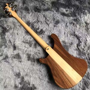 Fabriksanpassad 4 strängar valnöt trä elektrisk basgitarr med nacke genom kroppen Rosewood Fingerboard Chrome Hardwares