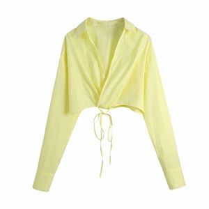 Doce Mulheres V Neck Sólida Cor Blusa Primavera-Outono Moda Senhoras High Street Camisa Feminina Curva Duplo-Breasted 210515