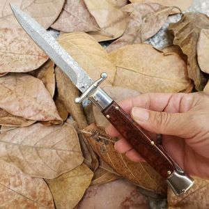 Coltello tascabile automatico italiano Mafia Damasco da 9 pollici Coltello tattico automatico da caccia in legno serpente all'aperto BM 3400 4600 3551 Padrino 920 UT85 UT88 9000 7150 7850