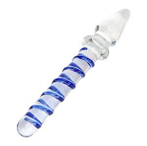 Massage Items upgrade Fake Penis Crystal Anal Butt Plug Double Ended Head Male Female Masturbator Glass Dildo Adult Sexy Toys for Women