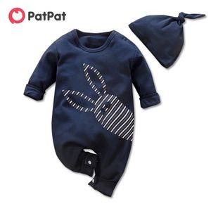 Sommar och vår Baby Kanin Print Jumpsuit Hat One Pieces Jumpsuits Kläder 210528
