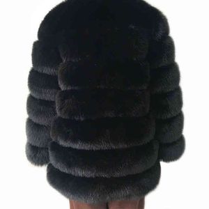 Korean fur Haining imitation female solid color mink coat artificial 211207