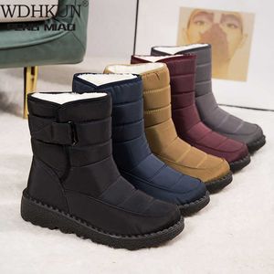 Hochwertige Plüsch-Damenstiefel, Samtschuhe mit wasserdichtem Klettverschluss, Outdoor-Stiefel, Winter, neu im Jahr 2021