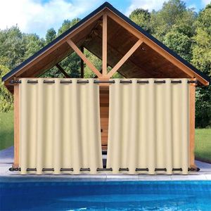 Outdoor Curtain, Waterproof and Thermal Insulated Double Grommets (Top and Bottom) Wind-Break Patio Drape Keep Privacy 211203