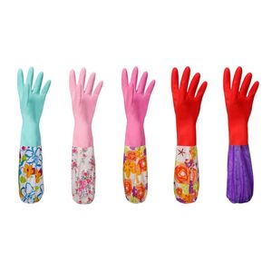 Rękawiczki jednorazowe klej kwiatowy aksamitny długi bez poślizgu domowy czyszczenie zmywarki do domu narzędziem kuchennym domowym