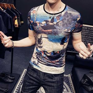 2024 Fashion Sleeve Tirt Men Men Summer 3D Print Tshirt Thirt Op-Deac Tops Tees Tees Streetwear Cloths بالإضافة إلى حجم M-4XL