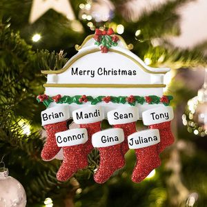 Reçine Kişiselleştirilmiş Stocking Çorap Aile 2 3 4 5 6 7 8 Noel Ağacı Süs Yaratıcı Süslemeleri Kolye W-00915