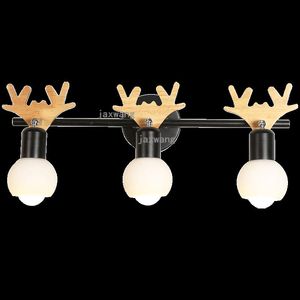 Деко-лес оптовых-Настенная лампа Nordic Wood Grork Fights Creative Спальня Светодиодная Рога Легкая Ванная комната Косметическая Обнаружение декор