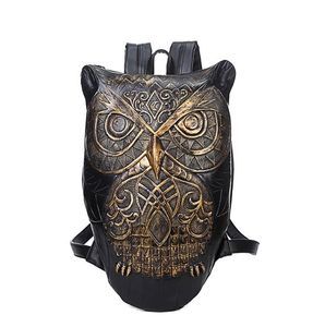 Fashion 3D Embossed Owl Backpack for Men travel bag woman Originality giris personality waterproof Cool School Bags for boys girls