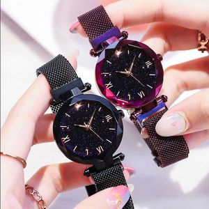 Luxury watches for women, fashion, elegant, magnet, buckle, rose gold, women, wristwatch, starry, sky, roman numeral, girl gift
