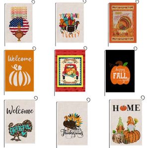 47*32cm Thanksgiving Banner Flaggen Leinen Herbst Kürbis Garten Flagge Hallo Herbst doppelseitiges Muster 27 Stil SN3335