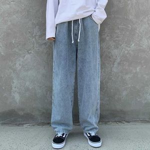 Men's Jeans Fashion Loose Straight Casual Wide Leg Pants Cowboy Mans Streetwear Korean Hip Hop Trousers Jeans 210527