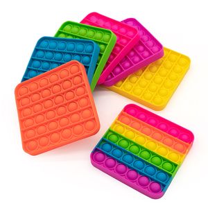 Rainbow Square Pop Es großhandel-Bitte wählen Sie Stil Square Tie gefärbte Rainbow Fidget Sensory Toys Push Pop Bubble Party Game Board Spiele