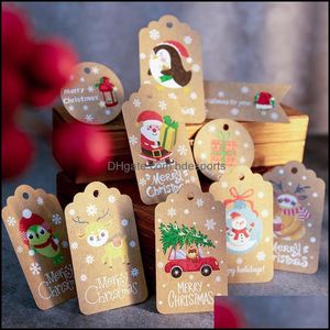 Ozdoby świąteczne świąteczne dostawy domu ogród 50/100 sztuk wesołych tagów etykietki prezent wrap wiszące Santa Claus papier karty Xmas DIY Cr