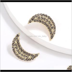 Charm Jewelry Drop Delivery 2021 Personalized Simple Alloy Rhinestone Diamond Moon Earrings Girls Heart Ear Nail Internet Celebrity Ins X1Lru