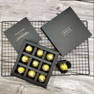 ギフトラップ10セットエレガントなバレンタインチョコレートペーパーボックスゴールドブラックデザインウェディングクリスマスバースデーキャンディパッケージ