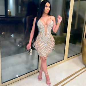 Wholesale herve lerger resale online - Casual Dresses Rhinestone Sparkly Birthday Dress For Women Sexy Glitter Long Sleeve Mini Night Club Party Celebrity Bodycon Bandage