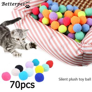 Wholesale silent pcs resale online - Cat Toys Cute Funny Silent Stretch Plush Ball in Toy Creative Colorful Interactive Pom Chew