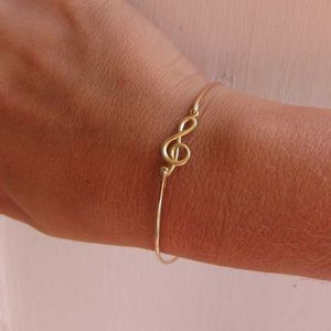 Cleles Clef Bracte Bangles Bangles Charms 14KC Gold заполнены / -Муснование / музыкант подарок / подруга Рождественские регулируемые подарки Q0719