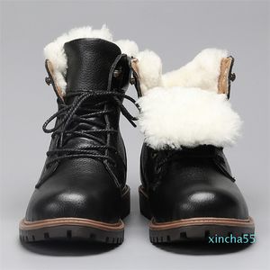 Stivali invernali da uomo in lana naturale taglia 35 ~ 48 stivali da neve in stile russo in vera pelle più caldi