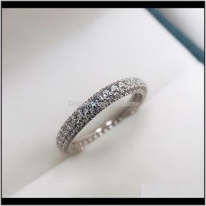 Drop Delivery 2021 Eternity Promise Ring 925 Silber Micro Pave 5A Zirkon Cz Verlobung Ehering Ringe für Frauen Schmuck 4Lynh