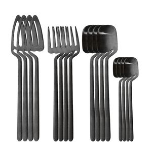 16st / set svart matt bestick set 304 rostfritt stål dinnerware knife gaffel sked middag kök bestick porslin 211112