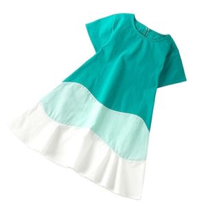 Girls' cotton short-sleeved dress children Summer fashion Korean style Western summer skirt P4548 210622