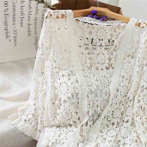 Sexy Women Sweater Hollow Out Crochet Lace Kimono Cardigan V neck Open Stitch Casual Elegant Blouse Spring Summer Beach Cardigans