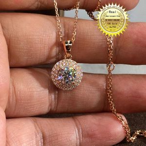 Solid Au750 18K Gold Necklace 1ct Moissanite Diamond DVVS Color With National Certificate 005 Chains