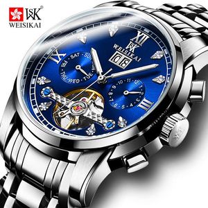 Wristwatches Mechanical Watch Week Stopwatch Luminous Waterproof Steel Belt Youth Student Men Gift Business