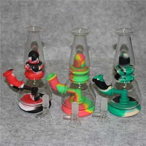 Mini Silikon Bägare Bong DAB Rigs Vattenrör Bongs UnBreceable Oil Rig med 4mm tjock kvarts Banger 14mm Glass Bowl Ash Catcher