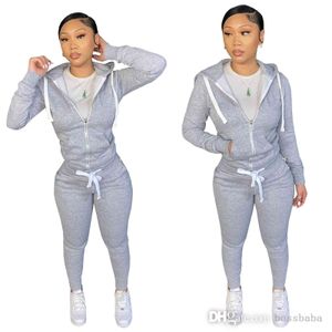 Spadek Winter Women Dressits Bawełna 2 Sztuk Spodnie Ustaw Casual Długim Rękawem Spodnie dresowe i Bluza Bluzy Kardigan Joggers Ołówek Spodnie Outfits Fashion Sweatsuits