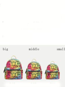 2021 Women Lady Sport Outdoor Backpack Casual Fashion Graffiti Print Letter Summer Rhombus Lattice Chain Handbag Bag Colourful Zipper