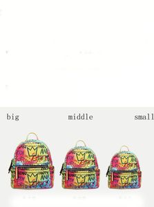 Lady Sport Women Outdoor Backpack Moda Casual Graffiti Carta de impressão de verão Rhombus Rhombus Bolsa de bolsa Chain Bag Col