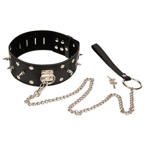 Adjustable Strict Leather Locking Posture Lock Chain Collar Neck Training Stretching Brace Slave Sex Fetish Restraint Bondage Y0406