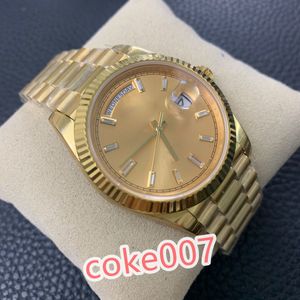 Original Box Wristwatches BF Gör ny Gjord Dagens datum II 218399 Gult Gold Case och Ring Diamonds Automatic Fashion Men's Watch Wristwatch