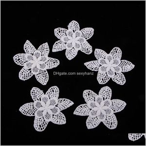 Sewing Notions Tools Apparel Drop Delivery 2021 5Pcs White Flower Lace Embroidery Bridal Applique Tulle Diy Wedding Dress 92Qth