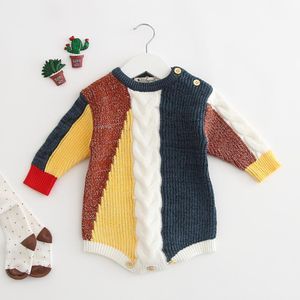 Brand Girls Jumpsuit Winter Baby Boys Knitted Romper Long Sleeve Cotton Overalls Infant Onesie Playsuit Clothes 210429