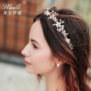 Kopfhaare Blumenbraut Stirnband Kopfschmuck Perle Kristall Lange Braut Haarbänder Kopfschmuck Hochzeit Haarschmuck Zubehör