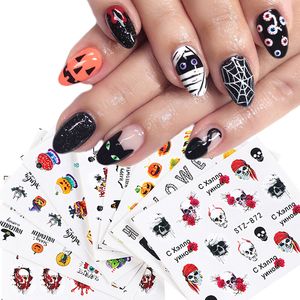 Nail Stickers Halloween skull maple pumpkin designs Mix per set Water Decals Wraps For Nail Decoration Manicure Colorful Tip