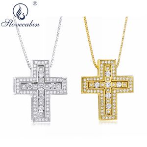 Slovecabin 100% 925 Sterling Silver Hawaiian Japan Cross Pendant & Necklace For Women Double Jewelry 220214