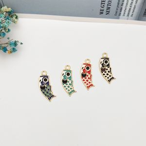 10Pcs/lot Alloy Enamel Carp Fish Charms Floating Harajuku Series Earrings Jewelry Accessory DIY Pendants Wholesale