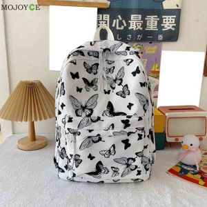 Women Dog Butterfly Feather Print Backpacks Casual Girls High School Bag Large Capacity Knapsack Female Multi-PocketsTravel Bag Y1105