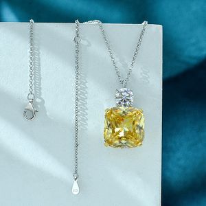 Charm 10ct Topaz Diamond Pendant Real 925 Sterling Silver Party Wedding Pendants Necklace For Women Bridal Chocker Jewelry