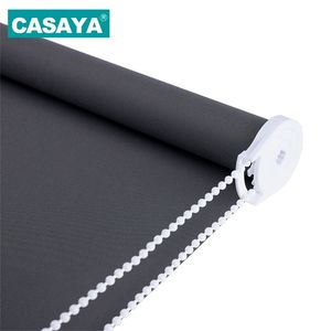 CASAYA Grey Blackout Roller Blinds Drill System Office Kitchen Bed Room Half or Full Shade Quality window blinds Custom Size 210722