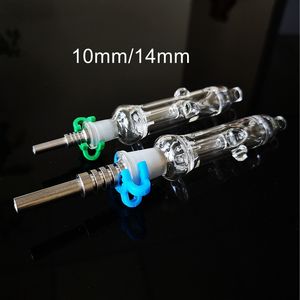 Mini Small Nector Collectors 10mm 14mm Joint NC Kits Oil Dab Rigs Glass Smoking Pipes With Titanium Nail And Plastic Keck NC12