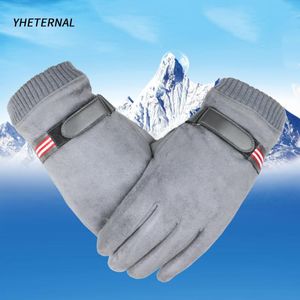 Fingerless Gloves YHETERNAL Men Windproof Bicycle Slip Plus Suede Velvet Thickening 2021 Winter Faux Leather Full Finger